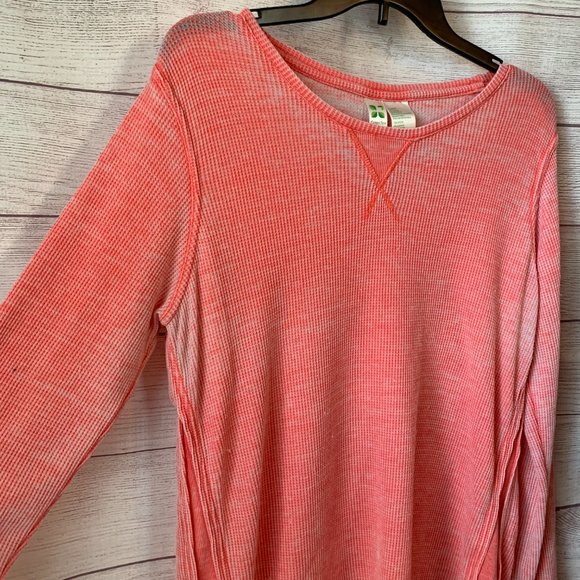 Coral Lightweight Distressed Tunic Shirt Waffle Pattern Ombre Faded Size 6 - Picture 3 of 9